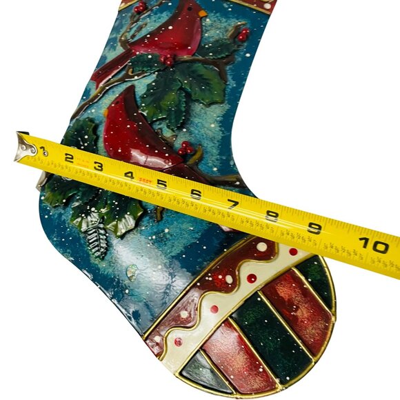 Vintage-Inspired Prima Creations Metal Christmas Stocking With Cardinal Design 1 - Picture 10 of 12